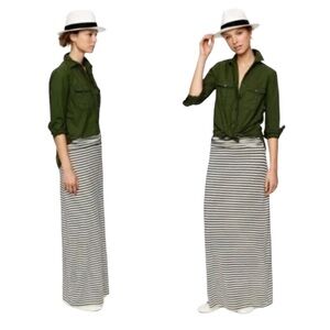 J.Crew Strapless Maxi Skirt Size XS Dress Combo Wide Ruched Waist Striped Beachy